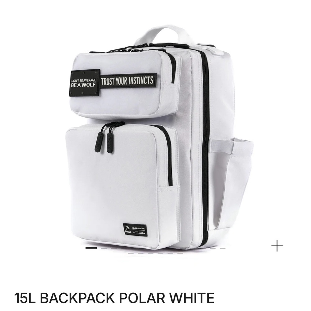 White Canvas Backpack with Black Accents